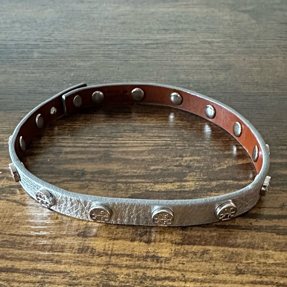 Silver Studded Leather Bracelet Tory burch